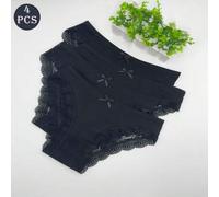 Shein 4 piezas Bragas transparentes con borde de encaje, transpirables y cavadas