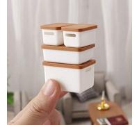 Shein 4 piezas Cajas de almacenamiento mini 1:12 para casa de muñecas, contenedores de almacenamiento mini de plástico de varios tamaños, organizador de esc