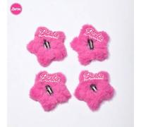 Shein 4 piezas Clips para el cabello de Barbie princesa con letras y estrellas de peluche, accesorios para el cabello lindos y coloridos, adecuados para uso