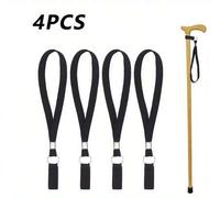 Shein 4 piezas Correa de muñeca de nailon grueso con accesorios de metal y brazalete de muñeca - Cuerda de bastón de repuesto para bastones, andadores, ayud