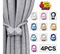 Shein 4 PIEZAS de Agarradores de cortina magnéticos - Diseño de cuerda de poliéster gruesa moderna, clips de cortina magnéticos fuertes para dormitorio, sal