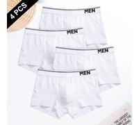 Shein 4 piezas de calzoncillos bóxer blancos para hombre, shorts de bóxer 100% algodón