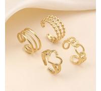 Shein 4 piezas de elementos dorados de amor de acero inoxidable, círculos y cuentas con aperturas de anillo ajustables en tamaño, adecuados para la decoraci
