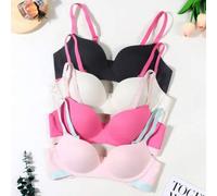 Shein 4 piezas de sostén de gelatina sin costuras para niñas adolescentes, ropa interior femenina simple y cómoda adecuada para 12 a 15 años