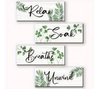 Shein 4 piezas Decoración de pared de hojas verdes de madera (con cinta adhesiva de doble cara), relaja la mente, alivia el estrés, respira aire fresco, dec