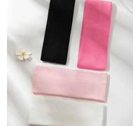 Shein 4 piezas Diadema de punto acanalado, diadema deportiva absorbente del sudor, diadema multifuncional y simple, diadema para fitness y yoga