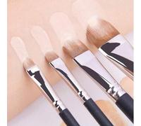 Shein 4 piezas Juego de brochas de maquillaje con mango negro, brochas anguladas y planas para corrector y delineador, cerdas sintéticas suaves para una apl