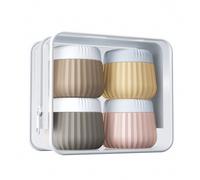 Shein 4 piezas Juego de envases de viaje de silicona aprobados por la TSA, tarros a prueba de fugas para crema con bolsa transparente, para lociones faciale