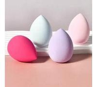 Shein 4 piezas Juego de esponjas de maquillaje, Difuminadores de maquillaje multicolor, Sin látex, Adecuado para todo tipo de piel, Uso en seco y húmedo, Fá