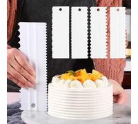 Shein 4 piezas Juego de herramientas para decorar pasteles - Espátula para glaseado, Peine decorativo, Alisador de glaseado, Raspador dentado de plástico, H