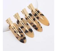 Shein 4 piezas Pinza de cabello casual sin rastro de ácido acético, pinzas de garra con estampado de leopardo, pasadores de cabello, accesorios escolares, a