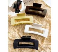 Shein 4 piezas Pinza de pelo de silicona suave cuadrada, pinza de pelo simple y casual de alta gama para mujer, antideslizante y no se rompe fácilmente, ade