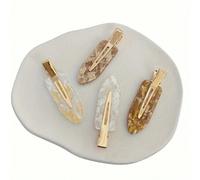 Shein 4 piezas Pinzas para el cabello de niñas con diseño de caimán de resina de ácido acético antideslizante, accesorios de cabello dulces para flequillo,