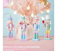 Shein 4 piezas/Set Adornos colgantes de Cascanueces de 13 cm, Decoración de árbol de Navidad de Soldado Cascanueces, Marioneta de madera creativa de Soldado