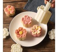 Shein 4 piezas/set pastel de luna Molde prensa patrón Decoración de pasteles de plástico Molde , de sakura pastel de luna Molde , guisante pastel postre sup