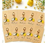 Shein 40 piezas/20 piezas/10 piezas/5 piezas Juego de regalo de llavero y tarjeta de agradecimiento con tema de limón - Regalo perfecto para eventos de prim