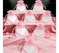 Shein 40 piezas/20 piezas Juego de regalo de espejo con forma de corazón - Con un diseño en forma de corazón, este espejo no es solo un compañero de viaje i