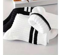 Shein 40 piezas/30 piezas/24 piezas/20 piezas/12 piezas/10 piezas/8 piezas/4 piezas/2 piezas Calcetines deportivos de moda unisex a rayas negras y blancas g