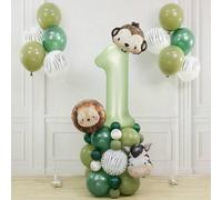 Shein 40 piezas Conjunto de globos de aluminio con forma de animales, incluyendo globos con forma de león, mono, cebra, color verde oscuro y aguacate, talla