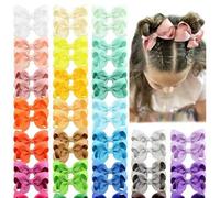 Shein 40 piezas de colores aleatorios Lazos bonitos de pelo, Pinzas de pelo con lazo de cinta gros de grano, Pasadores de pelo, Accesorios de pelo para niña