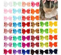 Shein 40 piezas de pasadores de pelo con moño de cinta de grosgrán de colores aleatorios, adecuados para niñas, niñas pequeñas, uso diario de niños, regalos