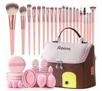 Shein 40 piezas Juego de brochas de maquillaje, kit de herramientas de belleza todo en uno que incluye brocha para rubor, brocha para polvo, brocha para som