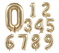 Shein 40 pulgadas 0-9 Globos de número con láminas de oro champán para decoración de fiestas de cumpleaños, aniversario y San ValentÃn. Globos de heli