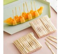 Shein 400/200/100/50/25 unidades Pinchos de bambú natural para frutas, tenedores transparentes para uso doméstico para aperitivos y postres, adecuados para