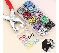 Shein 400/800 piezas Botones a presión metálicos de colores, 100/200 sets Alicates de presión de cinco garras con caja, Alicates de presión para broches met