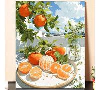 Shein 40x50cm/16x20in Pintura al Óleo Digital DIY de Naturaleza Muerta de Árbol de Naranjo y Cítricos Frescos, Artesanía Decoración del Hogar Regalo Festivo