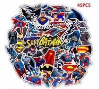 Shein 45 piezas Calcomanías de Batman y Superman de dibujos animados, pegatinas creativas, decoración impermeable divertida para cuadernos, teléfonos, malet