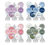 Shein 45 piezas Pegatinas de besos de caramelo, etiquetas y envolturas de chocolate como detalles de baby shower para niño y niña, decoración para fiesta de