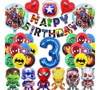 Shein 45 piezas Set de decoración para fiesta de cumpleaños con estampado de Spider-Man y lámina de látex de Marvel Superhero