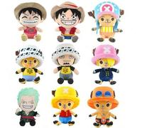Shein 46 estilos de muñecos de peluche genuinos de One Piece, Zoro, Chopper, Ace y el Rey de los Piratas - muñecos de peluche lindos, colgantes llaveros, fi