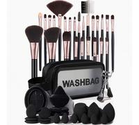 Shein 46 piezas Conjunto de herramientas de maquillaje profesional para principiantes, que incluye 25 pinceles de maquillaje (polvos, rubor, iluminador, som