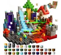 Shein 48/100/200/300 piezas Bloques de construcción magnéticos Mundo Mina Ladrillos magnéticos Mundo Ender Lava y Mundo Forestal Juego de cubos de construcc
