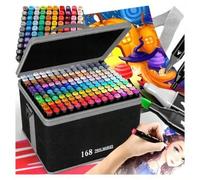 Shein 48, 60, 80, 100, 120, 168 colores Marcadores de artista Punta de arte Marcadores de dibujo Marcadores permanentes con estuche para niños Colorear Dibu