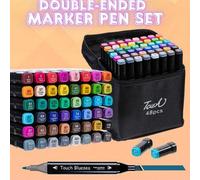 Shein 48 colores Set de marcadores de arte de doble punta para colorear para adultos, marcadores permanentes de dibujo de bocetos, bolígrafos de artista, re