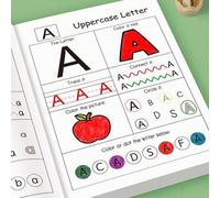 Shein 48 páginas Libro de actividades de trazado del alfabeto para niños pequeños - Libro de trabajo de aprendizaje de ABC colorido con práctica de mayúscul