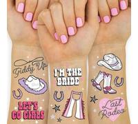 Shein 48 piezas de tatuajes temporales con brillo de vaquera para despedida de soltera - Decoraciones de fiesta de vaquera divertidas, regalos para fiesta d