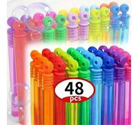 Shein 48 piezas de varitas de burbujas de colores (líquido de burbujas no incluido, tubos vacíos), recuerdos de boda, regalos de Navidad, adecuados para fie