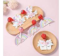 Shein 48 piezas Tarjetas de decoración de piruleta con diseño de unicornio arcoíris y flores, suministros para fiesta de cumpleaños de unicornio, decoracion