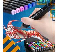 Shein 48 rotuladores de colores para artistas con puntas dobles, rotuladores de dibujo gemelos, rotuladores permanentes con estuche para que los niños color