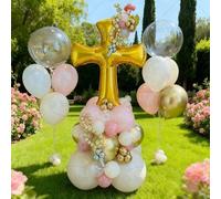 Shein 49 piezas Decoraciones de Comunión Primera, , Globos, Decoración de Oración de Jesús, Decoración Dios te bendiga, Decoración Fiesta de , Decoración de