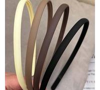 Shein 4pcs/1 pieza Diademas de plástico delgadas, antideslizantes y ligeras en negro, caqui, marrón & crema, aros de cabello minimalistas antideslizantes pa