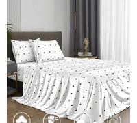 Shein 4pcs/Set Juego de sábanas con patrón de corazones negros pequeños sobre fondo blanco estilo Ins, fácil cuidado, microfibra suave, juego de sábanas aju