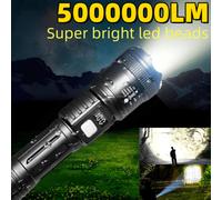 Shein 5.000.000 Lúmenes Linterna LED táctica recargable de alta potencia, 20W, 3 modos de iluminación, pantalla digital, recargable por USB, foco portátil z