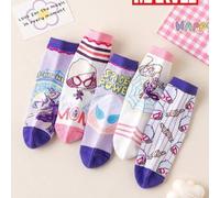 Shein 5/1 par de calcetines auténticos de Marvel con diseño de patrones, adecuados para uso en verano. Diseño de dibujos animados lindos, calcetines de supe