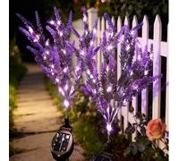 Shein 5-1 pieza Luces de cadena de flores de lavanda alimentadas por energía solar, guirnalda de flores de hadas púrpura con 7 LED, luces decorativas para j