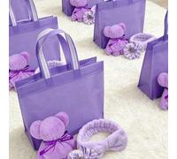 Shein 5/1 Set - Juego de Regalo SPA - Incluye Bolsa Grande de Poliéster Púrpura, Diadema con Lazo Púrpura, Lazo para el Cabello Púrpura, Toalla con Lazo en